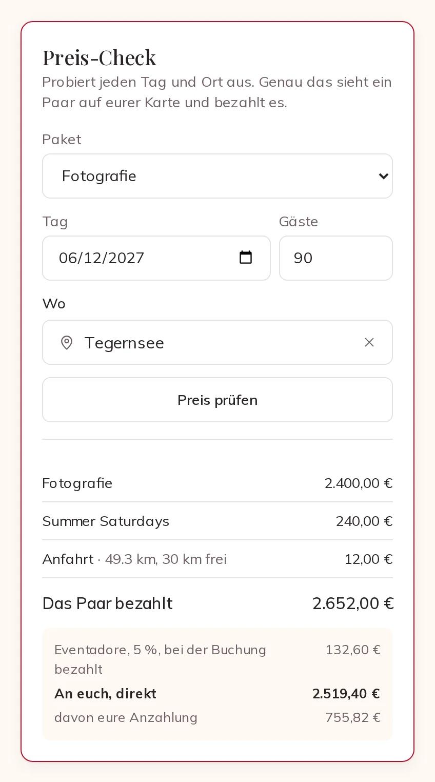 Der Preis-Check für einen Samstag im Juni am Tegernsee