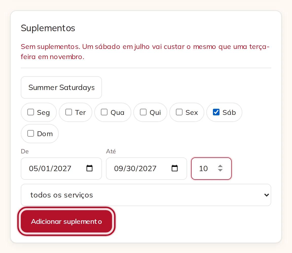 Um suplemento para os sábados de maio a setembro