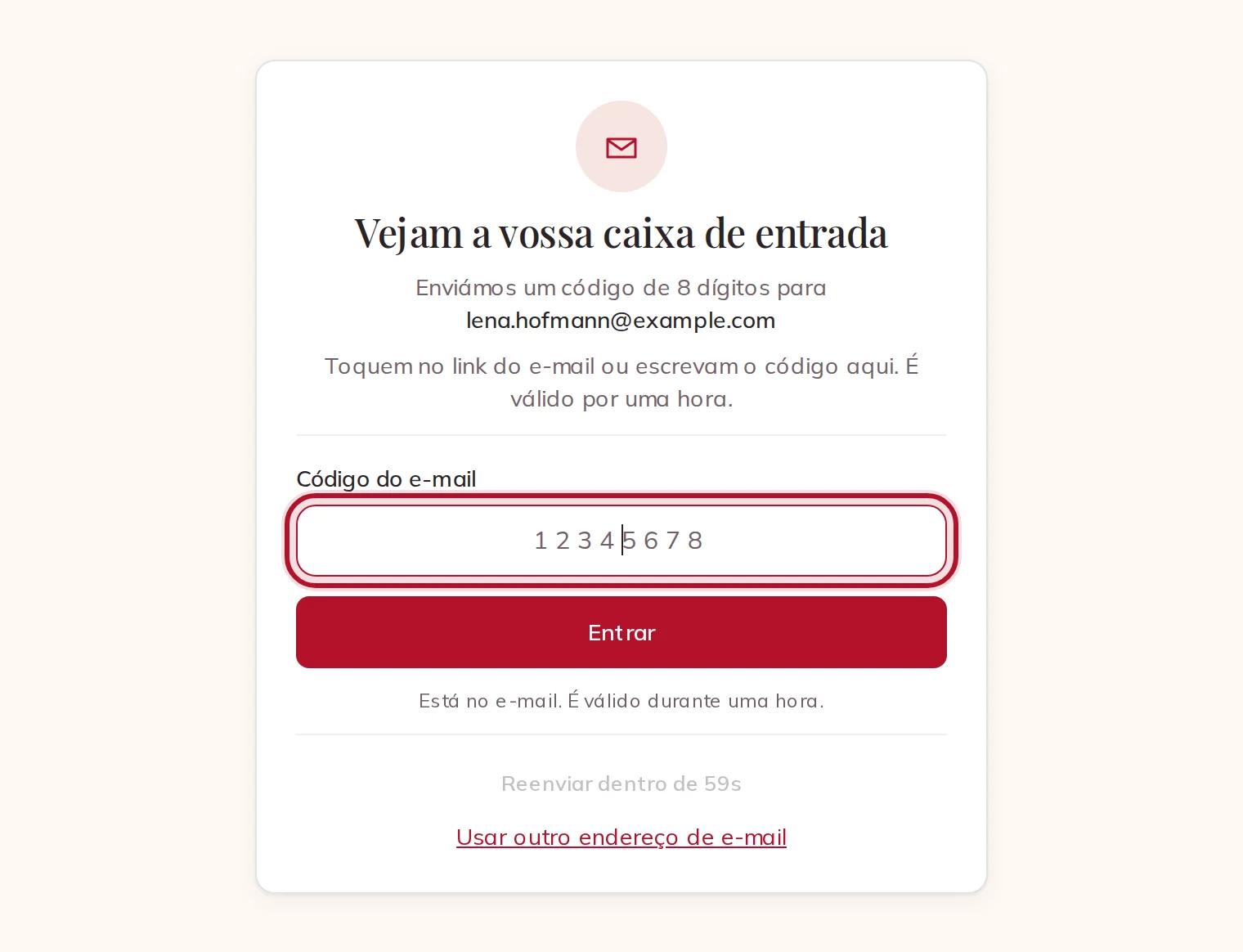 O código do e-mail