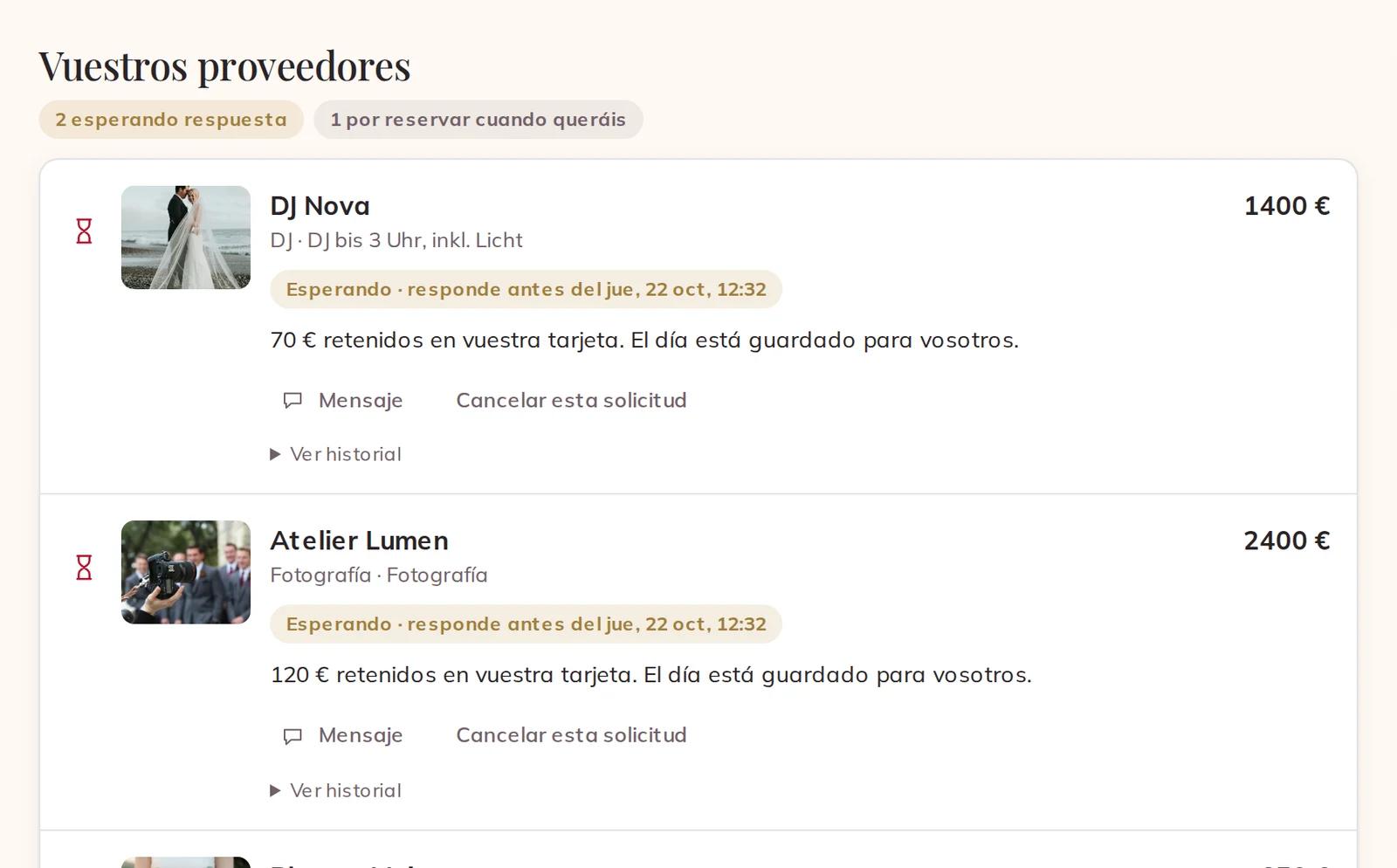 Líneas a la espera de respuesta en vuestra Planificación