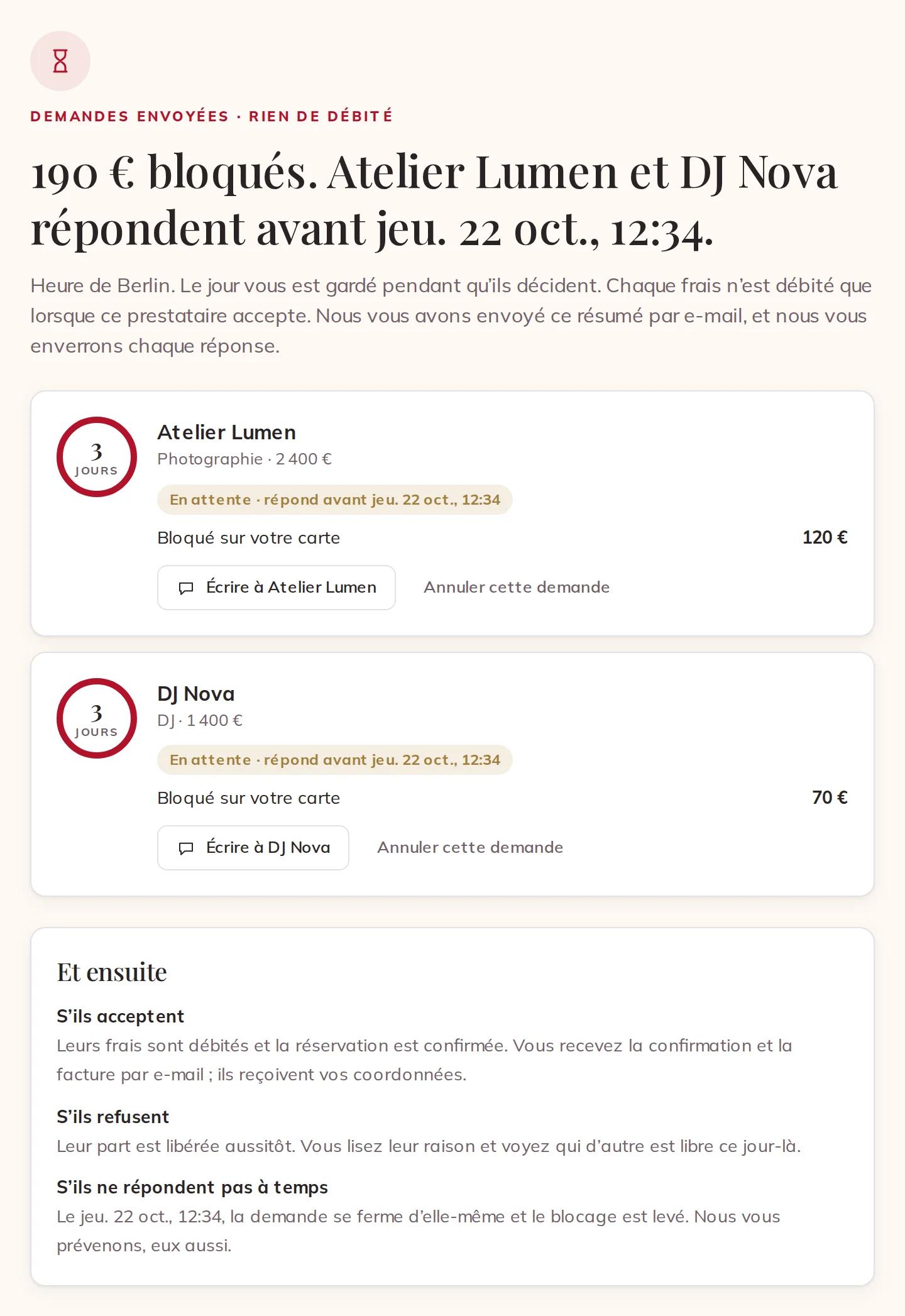Demandes envoyées : ce qui est bloqué et quand ils répondent