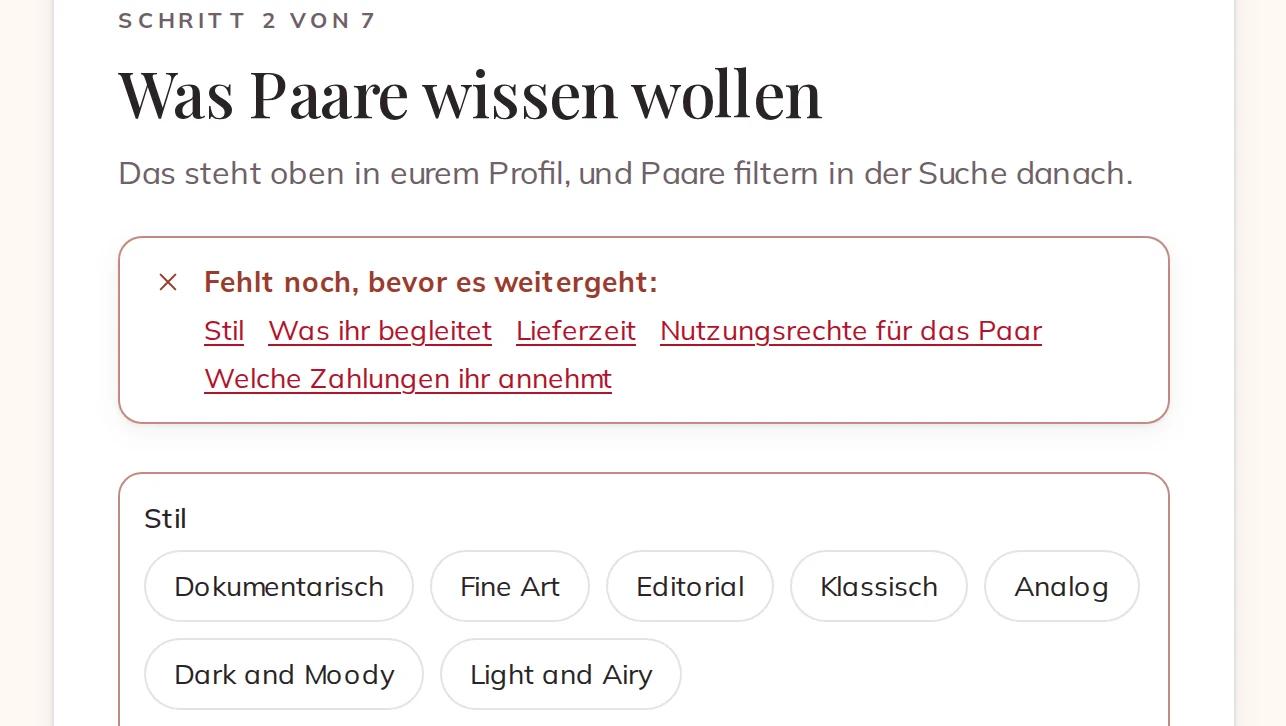 Eine Pflichtangabe fehlt noch
