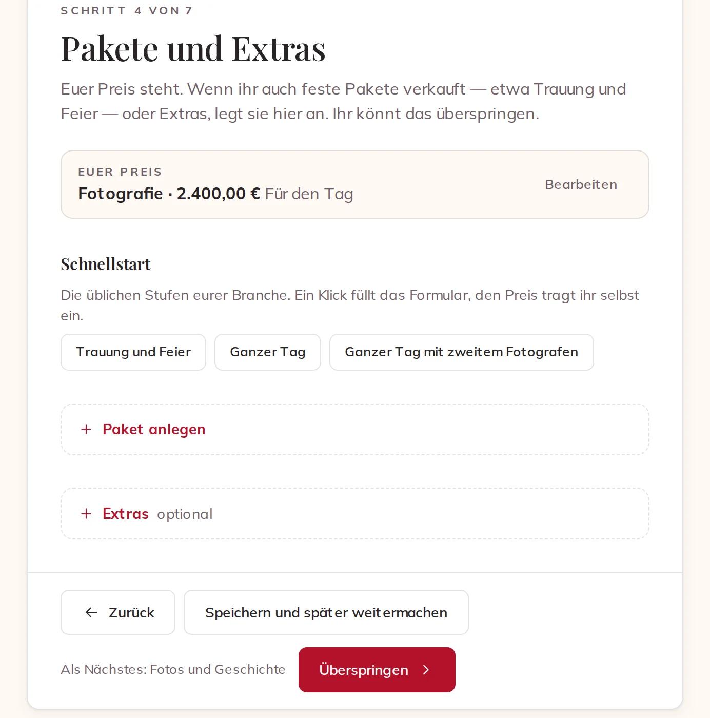 Pakete und Extras, die ihr vorerst überspringen könnt