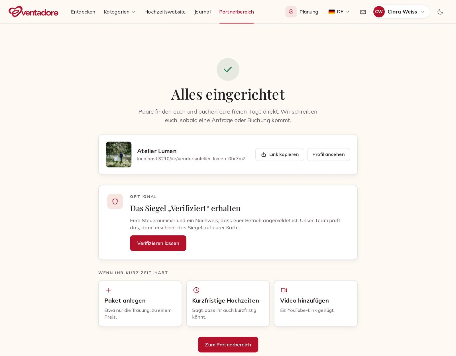 Alles eingerichtet