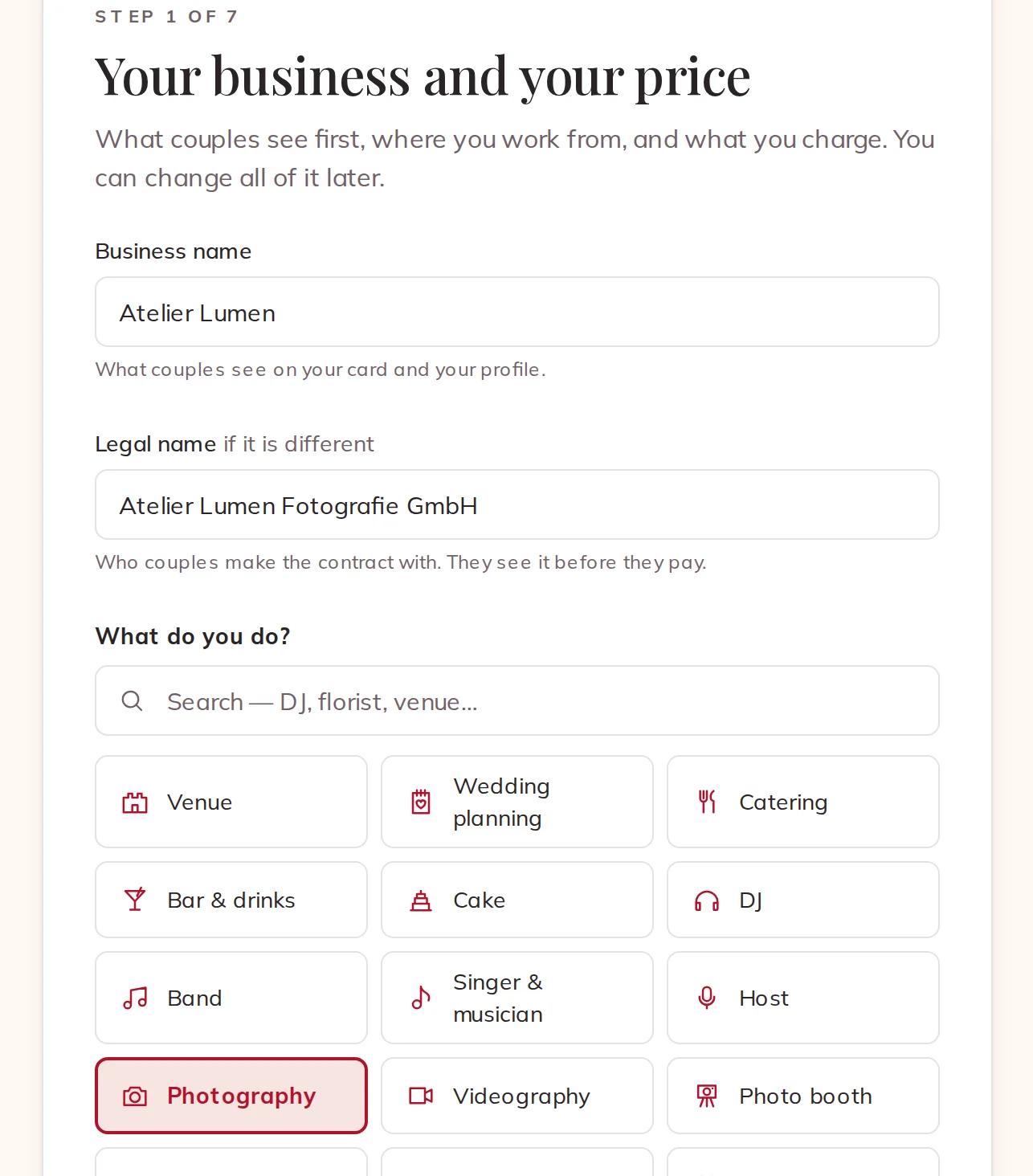 Your business's name and your main service