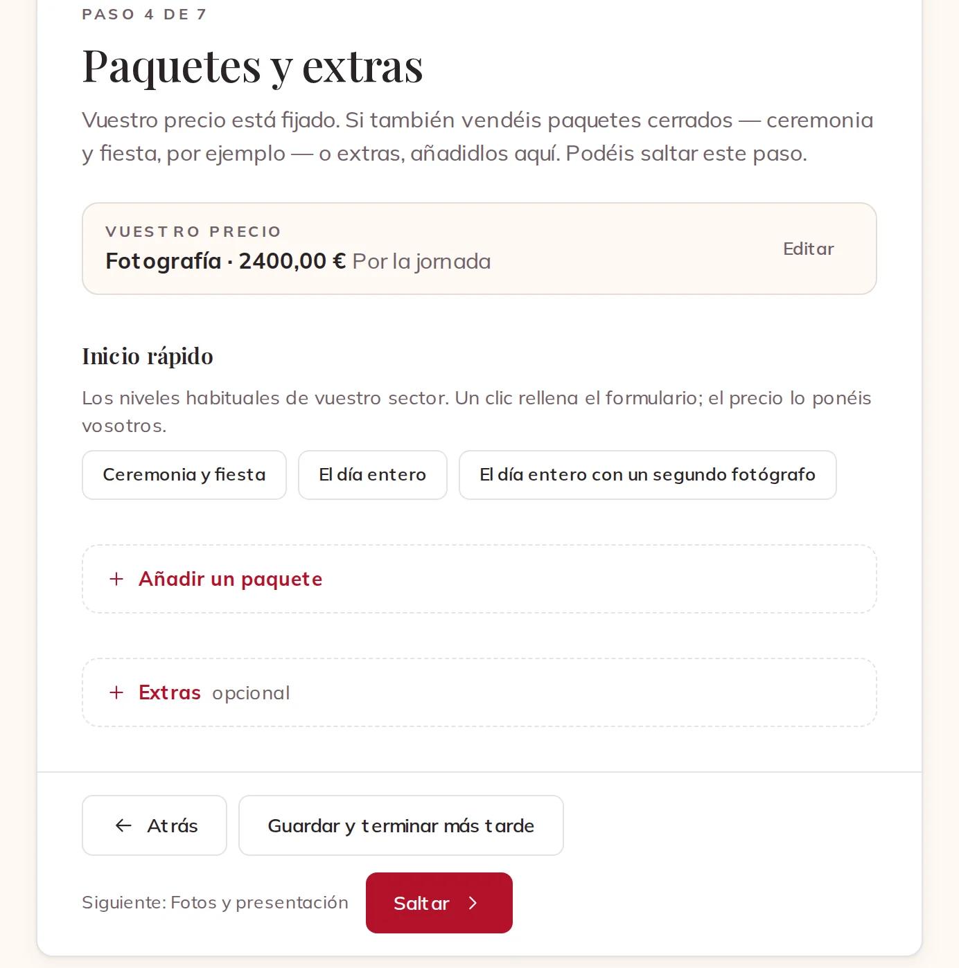 Paquetes y extras, que podéis saltaros por ahora