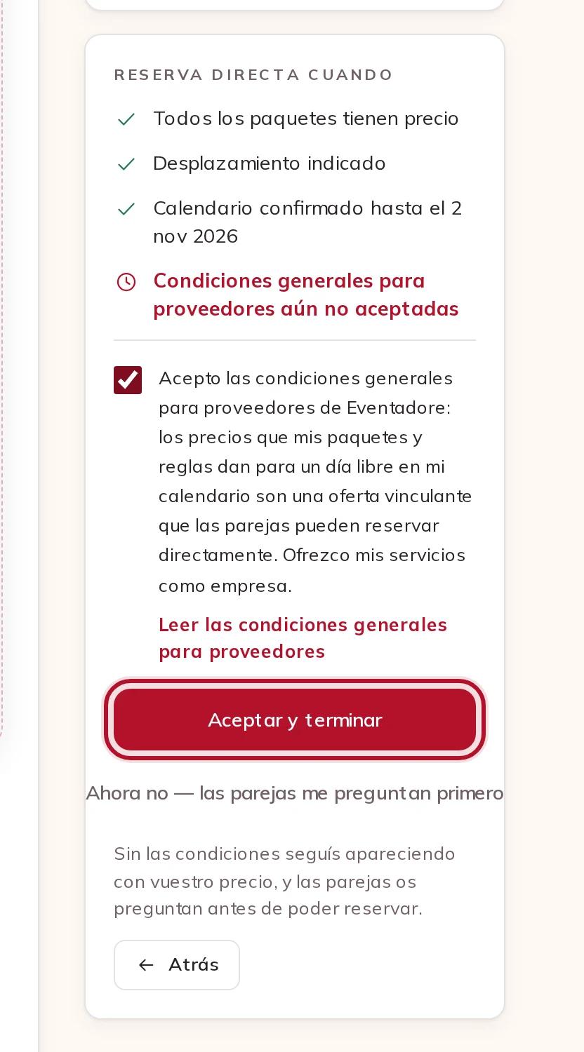 Las condiciones para proveedores y lo que necesita la reserva directa