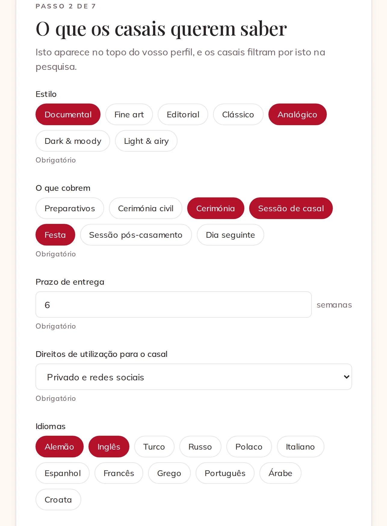 As perguntas para a vossa atividade