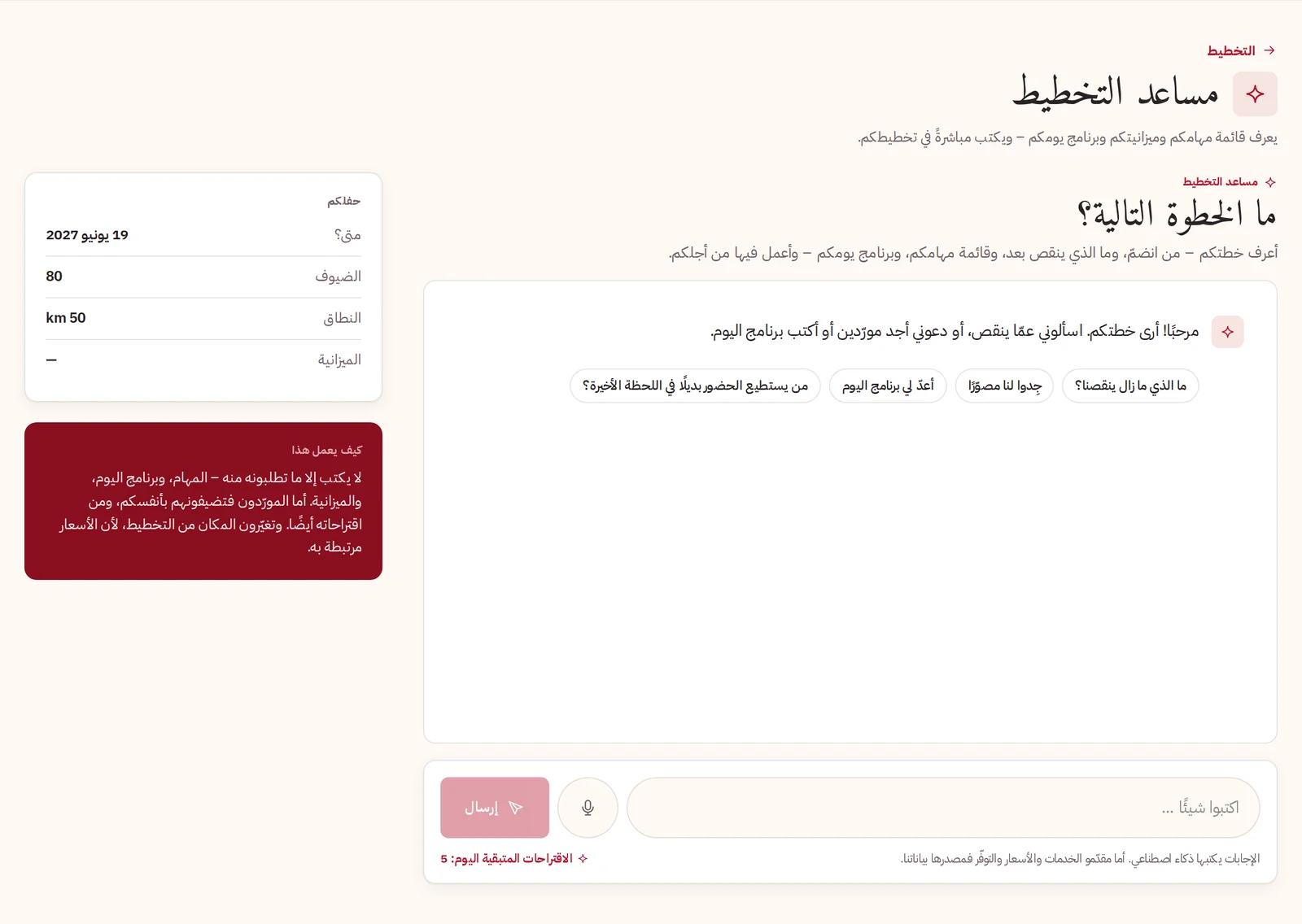 مساعد التخطيط، وحفلكم بجانبه