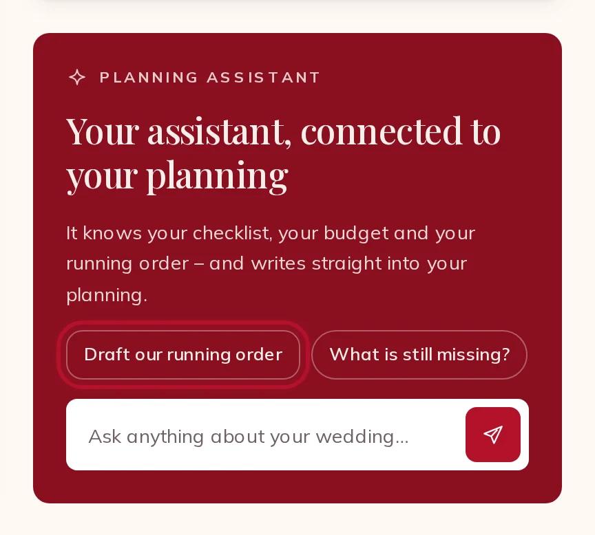 The assistant's panel on your planning