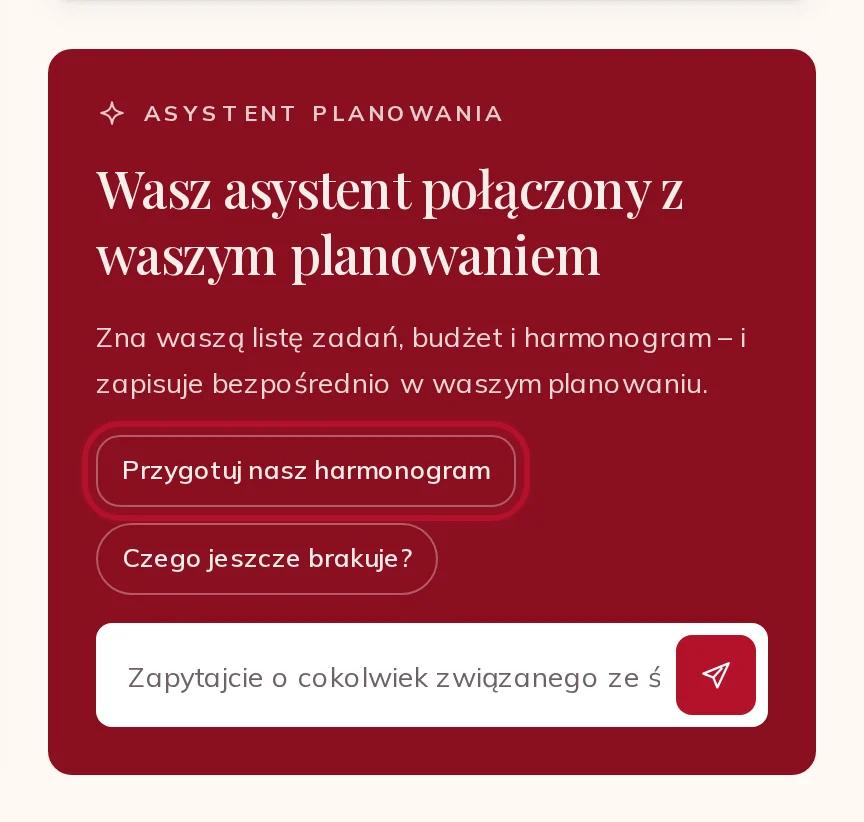 Panel asystenta w waszym planowaniu