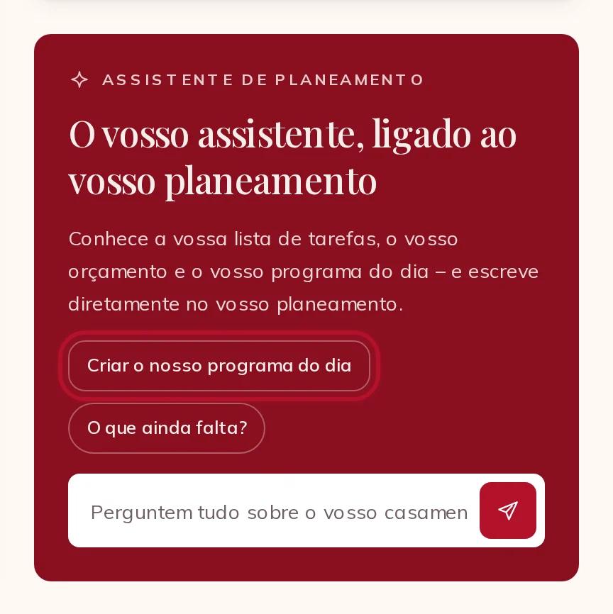 O painel do assistente no vosso planeamento