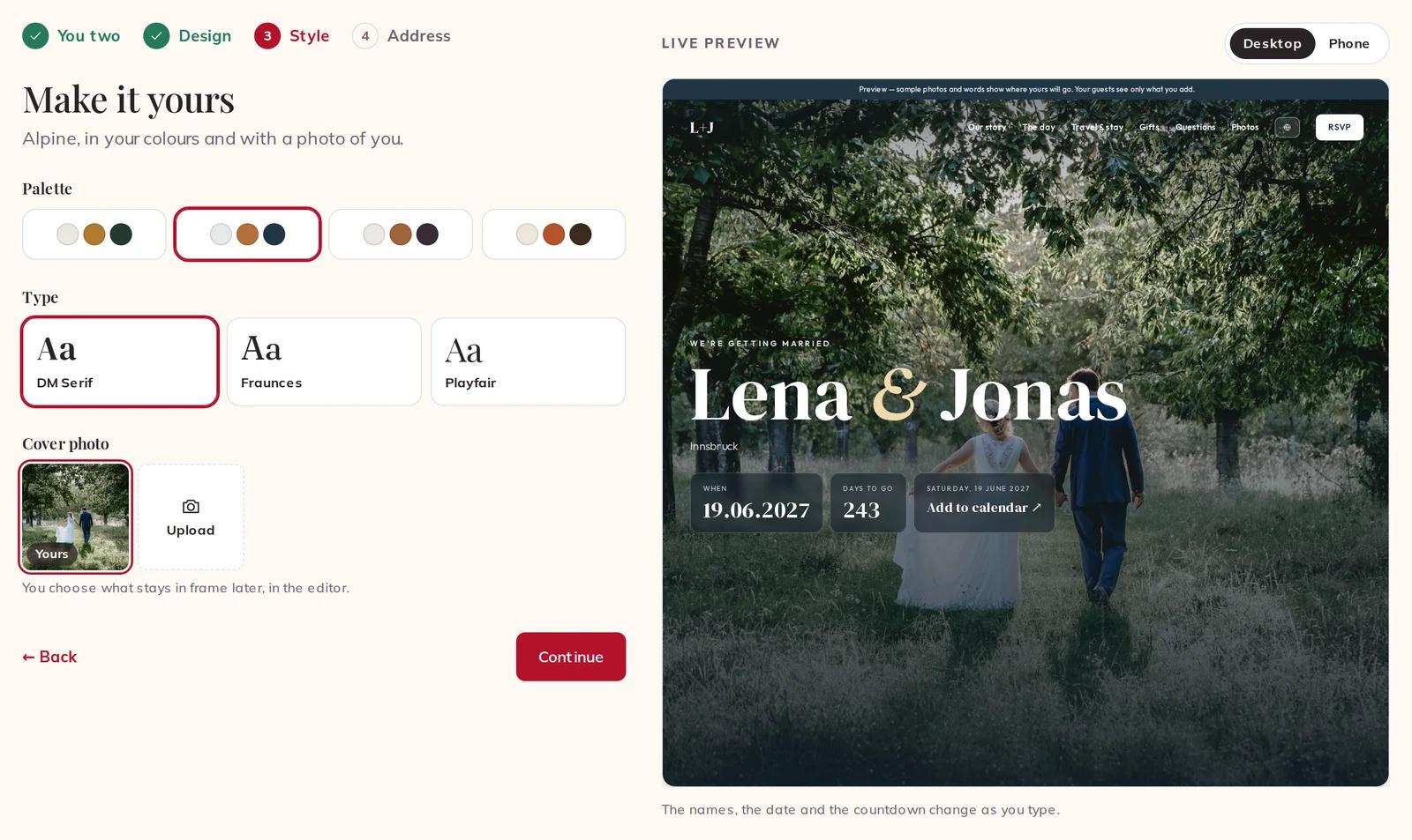 Palette, type and your cover photo