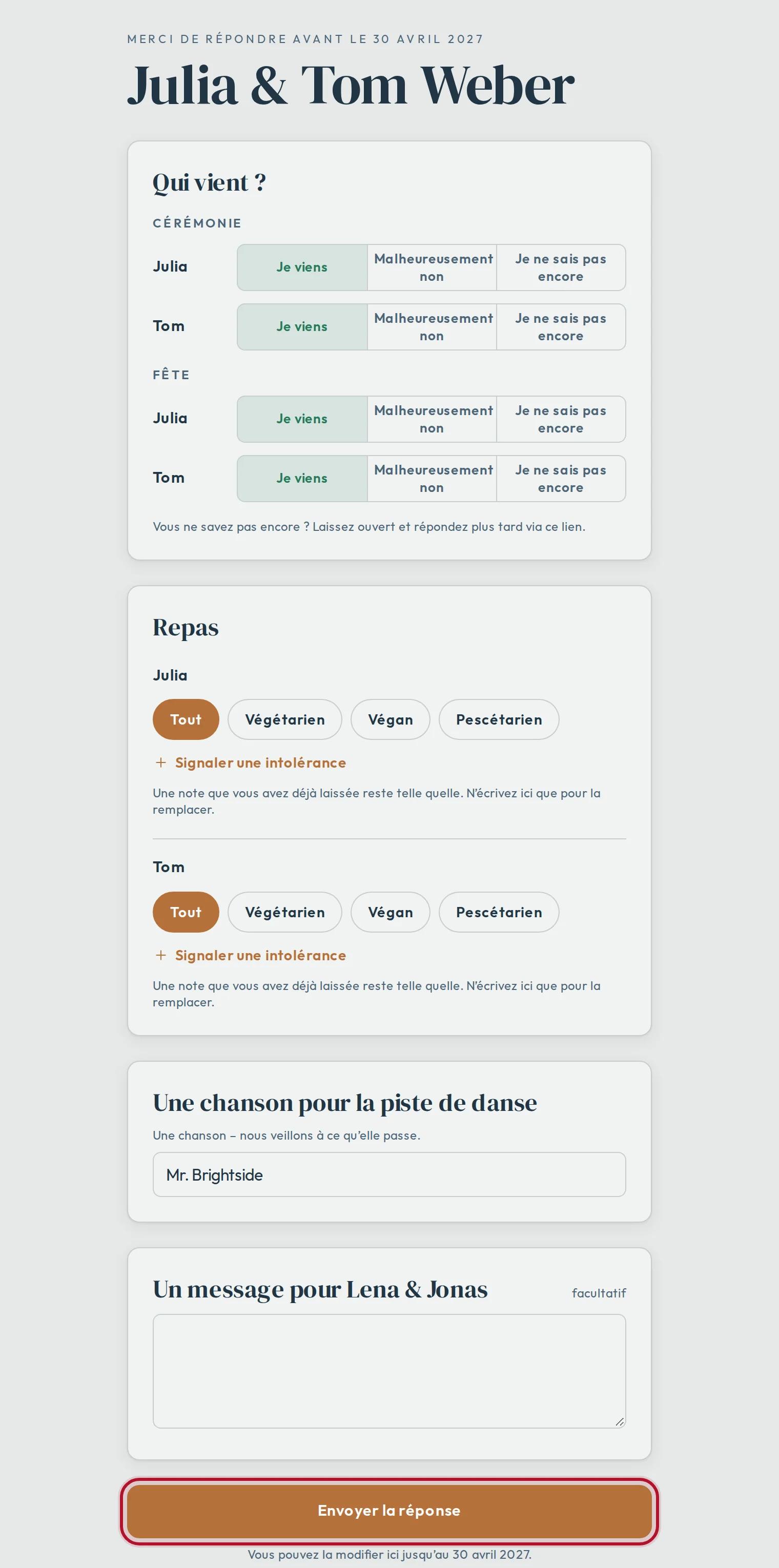 La réponse du foyer, avec une chanson pour la piste de danse
