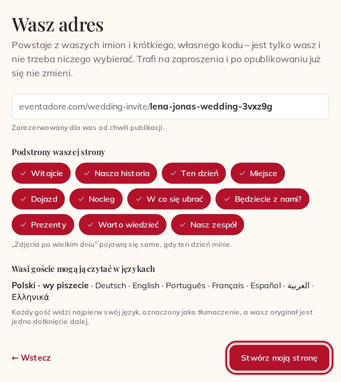 Wasz adres, podstrony waszej strony i języki