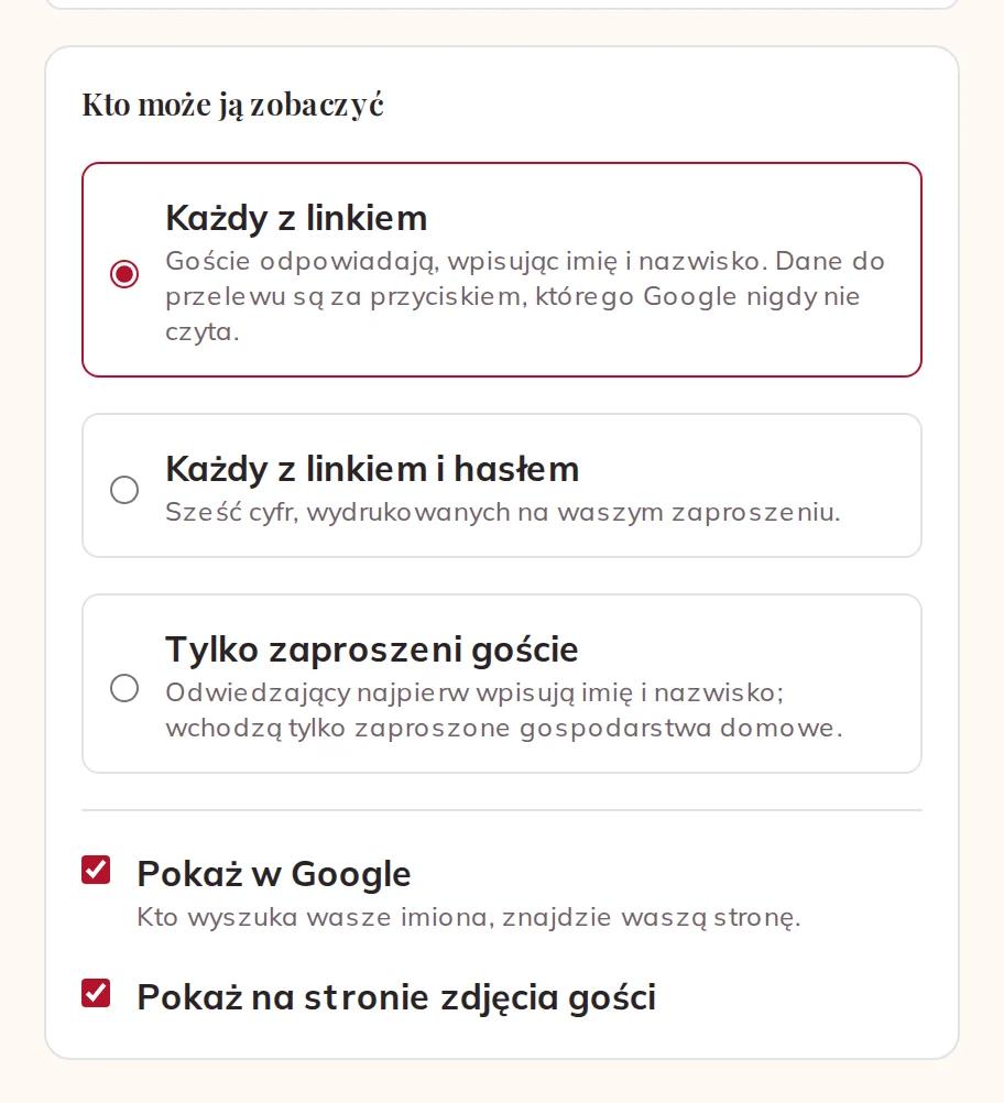Kto może zobaczyć waszą stronę, Google i zdjęcia gości
