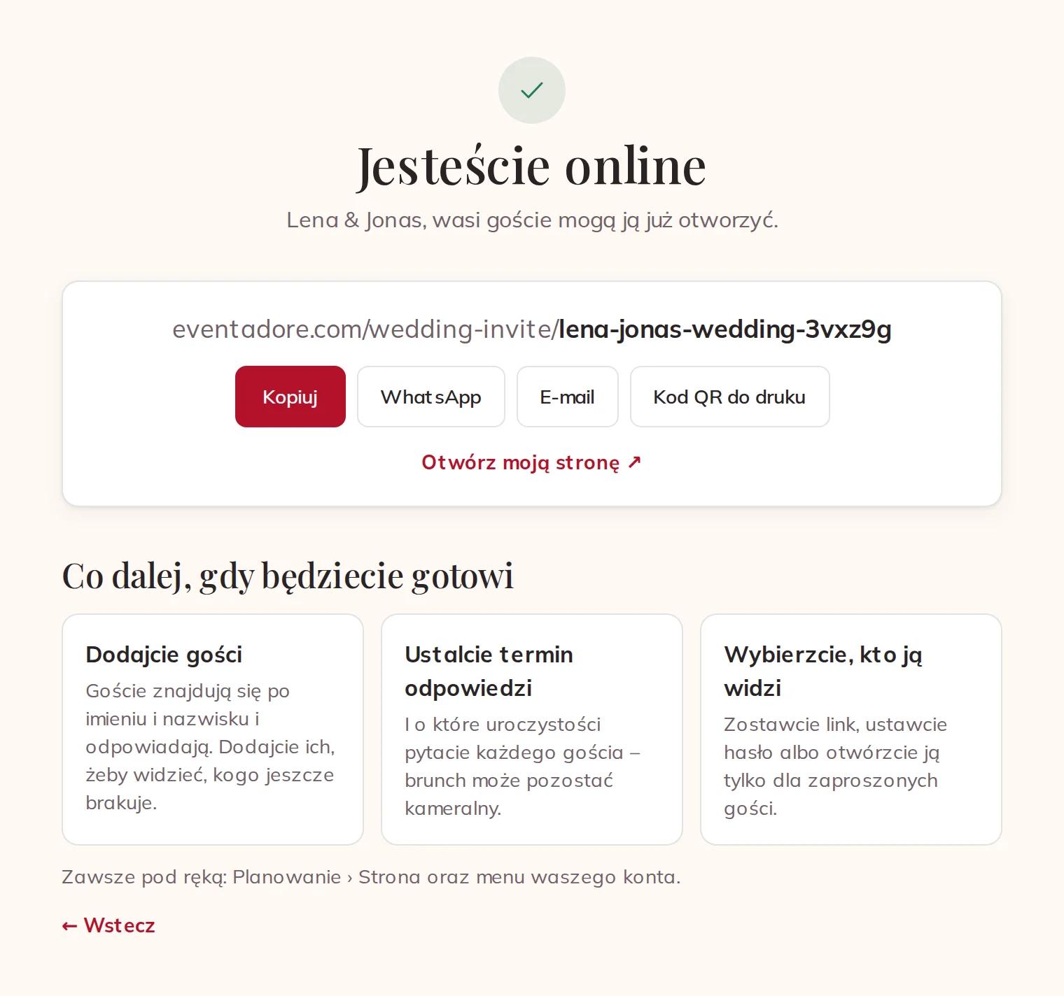 Jesteście online: skopiujcie link, WhatsApp, e-mail albo kod QR do druku